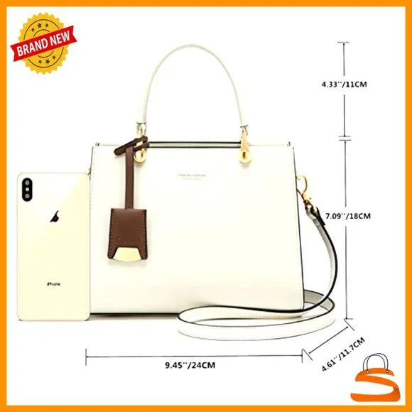 Large Genuine Leather Tote Bag with Adjustable Strap, Zipper Closure